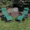Sunnydaze Decor DL-748 2 Black Metal Frame Stationary Zero Gravity Chair(s) with Green Sling Seat