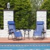 Sunnydaze Decor DL-996 2 Black Metal Frame Stationary Zero Gravity Chair(s) with Blue Sling Seat