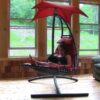 Sunnydaze Decor DL-CHL Black Metal Frame Hanging Chaise Lounge Chair(s) with Red Sling Seat Sunnydaze Decor DL-CHL Black Metal Frame Hanging Chaise Lounge Chair(s) with Red Sling Seat