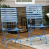 Sunnydaze Decor DMR-851 2 Blue Metal Frame Stationary Dining Chair(s) with Slat Seat