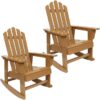 Sunnydaze Decor IEO-600-2PK 2 Brown Wood Frame Adirondack Chair(s) with Solid Seat