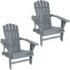 Sunnydaze Decor IEO-861-2PK 2 Grey Wood Frame Stationary Adirondack Chair(s) with Slat Seat