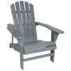 Sunnydaze Decor IEO-861 Gray Wood Frame Stationary Adirondack Chair(s) with Solid Seat
