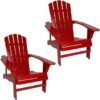 Sunnydaze Decor IEO-878-2PK 2 Red Wood Frame Stationary Adirondack Chair(s) with Slat SeatSunnydaze Decor IEO-878-2PK 2 Red Wood Frame Stationary Adirondack Chair(s) with Slat Seat