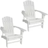 Sunnydaze Decor IEO-885-2PK 2 White Wood Frame Stationary Adirondack Chair(s) with Slat Seat