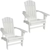 Sunnydaze Decor IEO-885-2PK 2 White Wood Frame Stationary Adirondack Chair(s) with Slat Seat