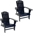 Sunnydaze Decor IEO-892-2PK 2 Blue Wood Frame Stationary Adirondack Chair(s) with Slat Seat