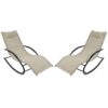 Sunnydaze Decor JON-596 2 Gray Metal Frame Chaise Lounge Chair(s) with Off-white Sling Seat