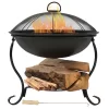 Sunnydaze Decor RCM-LG171 18.75-in W Black Steel Wood-Burning Fire Pit