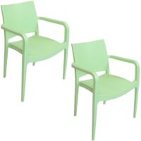 Sunnydaze Decor TLA-186-2PK 2 Stackable Green Plastic Frame Stationary Dining Chair(s) with Solid SeatSunnydaze Decor TLA-186-2PK 2 Stackable Green Plastic Frame Stationary Dining Chair(s) with Solid Seat
