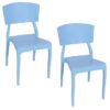 Sunnydaze Decor TLA-216-2PK 2 Stackable Blue Plastic Frame Stationary Dining Chair(s) with Solid SeatSunnydaze Decor TLA-216-2PK 2 Stackable Blue Plastic Frame Stationary Dining Chair(s) with Solid Seat