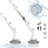 Sweepulire Electric Spin Scrubber AL6-W Pro, Cordless Household Cleaning Brush with Adjustable Extension Arm, 4 Replacement Brush Head, Power Shower Scrubber for Bathroom Tile Floor Wall Grout Bathtub
