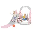 TOBBI TH17G0755 3 in. 1 Kids Slide and Swing Set Toddler Climber Playset Indoor Outdoor Playground, Pink and Grey