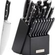 TRENDS Chef 19 Pc Premium German Steel #1.4116 Kitchen Knife Block Set. Triple Rivet, This set of Knives is a super sharp knife set for the kitchen, 16 Knives, Sharpener, Block, and kitchen shears.