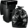 Tasker 65 Gallon Trash Bags for Toter, (wTies) Extra Large Black Garbage Bags, 50W 60H - 32 Count