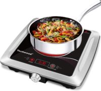 Techwood Hot Plate Electric Stove Single Burner Countertop Infrared Ceramic Cooktop, 1500W Timer and Touch Control, Portable Compatible All Cookware, Ceramic Glass & Stainless Steel Easy to Clean