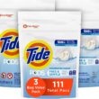 Tide PODS Free & Gentle, Laundry Detergent Soap Pods, Unscented, 3 Bag Value Pack, 111 Count, HE Compatible