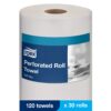 Tork HB9201 Handi-Size Perforated Paper Towel, White, Universal, 2-Ply, Case of 30 Rolls, 120 per Roll, 3,600 Towels