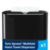 Tork Xpress Countertop Multifold Hand Towel Dispenser, Black, H2H23, One-at-a-Time dispensing, Elevation Design 302028