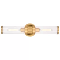 VAXCEL W0390 Levitt 19.25-in 2-Light Satin Brass Modern Contemporary Vanity Light Bar
