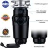 Waste Maid 10-US-WM-048-3B Garbage Disposal Anti-Jam Stainless Steel Food Waste Grinding System, 1/3 HP Builder, Black