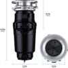 Waste Maid 10-US-WM-048-3B Garbage Disposal Anti-Jam Stainless Steel Food Waste Grinding System, 1/3 HP Builder, Black