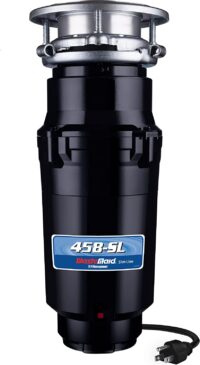 Waste Maid 10-US-WM-458-SL-3B Garbage Disposal Anti-Jam Stainless Steel Food Waste Grinding System, Odor Protection, 3/4 HP Slim Line, Black