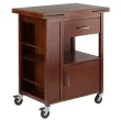 Winsome Wood 94643 Brown Wood Base with Wood Top Rolling Kitchen Cart (18.35-in x 27.56-in x 33.46-in)