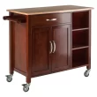 Winsome Wood 94843 Brown Wood Base with Wood Top Rolling Kitchen Cart (18.9-in x 42.72-in x 35.43-in)