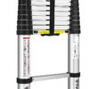 Yvan ‎TL-S180001 Telescoping Ladder,12.5 FT One Button Retraction Aluminum Telescopic Extension Extendable Ladder,Slow Down Design Multi-Purpose Ladder for Household Daily or Hobbies,250 Lb Capacity