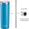 koodee 20 oz Stainless Steel Skinny Tumblers (4 Pack) Double Wall Insulated Water Tumbler Cup with Straw, Lids and Straw Brushes (Baby blue,White,Pink,Sky ,Blue)