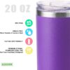 koodee 20 oz Stainless Steel Skinny Tumblers (4 Pack) Double Wall Insulated Water Tumbler Cup with with Straw, Lid（Wine red-Purple-Tiffany blue-White）
