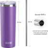 koodee 20 oz Stainless Steel Skinny Tumblers (4 Pack) Double Wall Insulated Water Tumbler Cup with with Straw, Lid（Wine red-Purple-Tiffany blue-White）