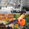 ‎BEI & HONG Mini Chainsaw Cordless 6-Inch with 2 Battery, Mini Power Chain Saw with Security Lock, Handheld Small Chainsaw for Tree Trimming Wood Cutting