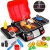 AugToy Kids Play Food Grill with Pretend Smoke Sound Light Kitchen Playset Pretend BBQ Accessories Camping Toy Cooking Set Birthday Outdoor Toys for Toddlers Children Boys Girls Kid Toy