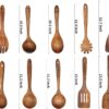 BOKALAKA wooden spoons for cooking,10 pcs natural teak wooden