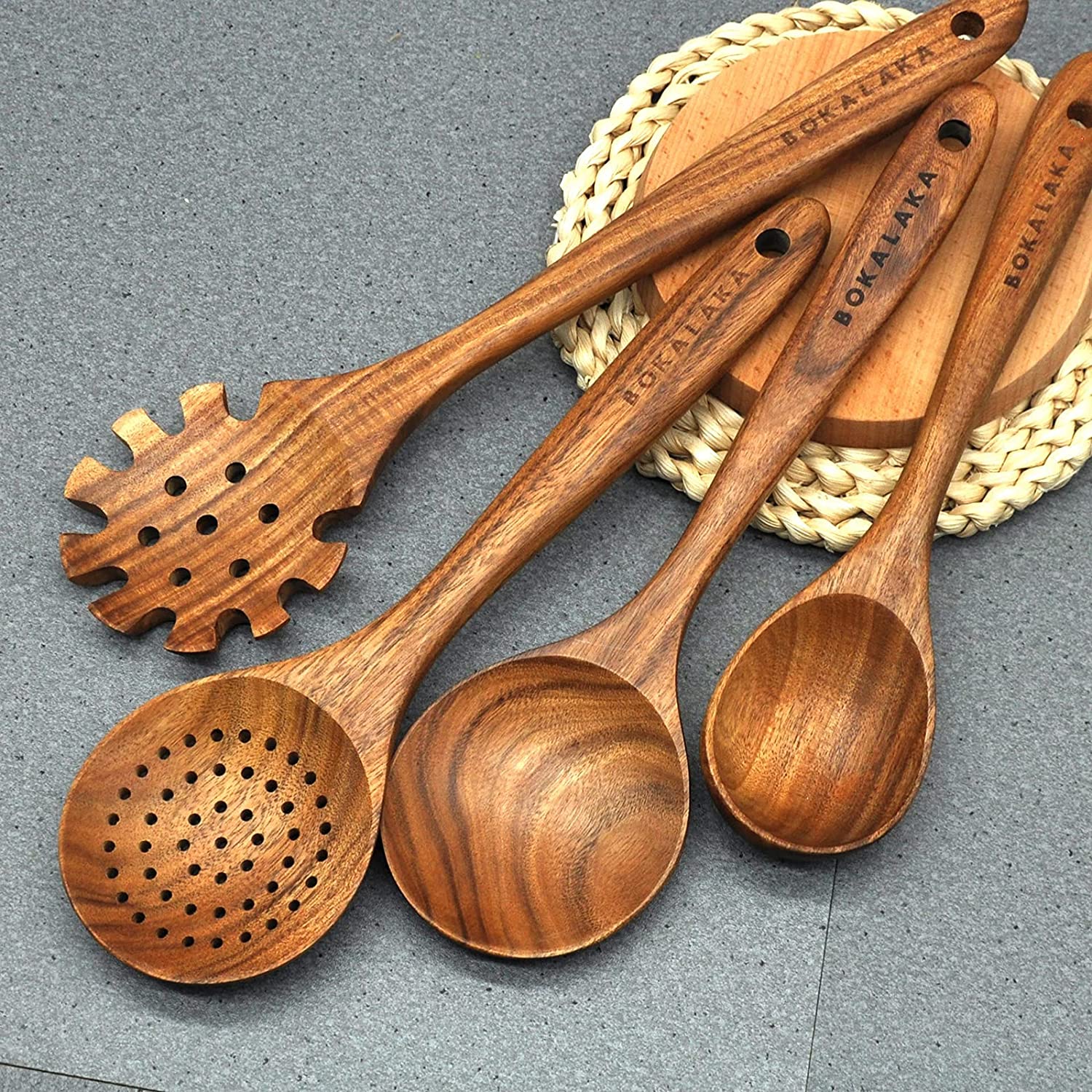 Wooden Utensils for Cooking,12 Pcs Wooden Spoons for Cooking,Teak