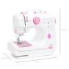 Best Choice Products 6V Portable Sewing Machine, 42-Piece Beginners Kit w/ 12 Stitch Patterns - Pink/White