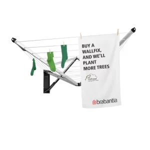 Brabantia 475924 72.5 x 72.5 Inch Steel Retractable Indoor or Outdoor Clothesline Wall Mounted with Protective Storage Box
