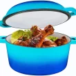 Bruntmor 2 in 1 Enameled Cast Iron Double Dutch Oven & Skillet Lid, 5-Quart, Induction, Electric, Gas & In Oven Compatible, Caribbean