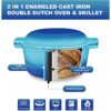 Bruntmor 2 in 1 Enameled Cast Iron Double Dutch Oven & Skillet Lid, 5-Quart, Induction, Electric, Gas & In Oven Compatible, Caribbean Bruntmor 2 in 1 Enameled Cast Iron Double Dutch Oven & Skillet Lid, 5-Quart, Induction, Electric, Gas & In Oven Compatible, Caribbean