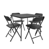 COSCO 37458BLK1E Indoor Outdoor Solid Resin Folding Table & Chair Dining Set