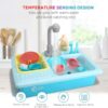 CUTE STONE Color Changing Kitchen Sink Toys, Children Heat Sensitive Electric Dishwasher Playing Toy with Running Water, Automatic Water Cycle System Play House Pretend Role Play Toys for Boys Girls CUTE STONE Color Changing Kitchen Sink Toys, Children Heat Sensitive Electric Dishwasher Playing Toy with Running Water, Automatic Water Cycle System Play House Pretend Role Play Toys for Boys Girls