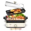 CalmDo Electric Skillet Grill Combo, 1400W Multi-functional 3 in 1 Griddle with Tempered Glass Vented Lid, Adjustable Temperature, White