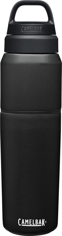 CamelBak MultiBev Water Bottle & Travel Cup – Insulated Stainless Steel – 22 Oz Bottle & 16 Oz Cup, Black (CB2424001065)