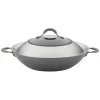 Circulon 81402 Elementum Hard-Anodized Nonstick Covered Wok with Side Handles, 14-Inch, Oyster Gray