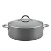 Circulon 83908 Radiance 7.5 qt. Hard-Anodized Aluminum Nonstick Stock Pot in Gray with Glass Lid
