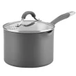 Circulon 83911 Radiance 3 qt. Hard-Anodized Aluminum Nonstick Sauce Pan in Gray with Glass Lid