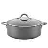 Circulon 84569 Elementum 7.5 qt. Hard-Anodized Aluminum Nonstick Stock Pot in Oyster Gray with Glass Lid