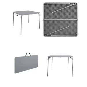 Cosco 14036GRY1E 38.5 in. Fold in Steel Half Card Table with/Handle, Gray, Indoor and Outdoor, Wheelchair Accessible
